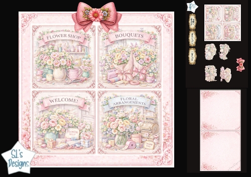 Flower Shop Topper Set – Elegant Pink Floral Panels & Bouquets