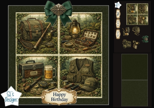 Gone Fishing Topper Set – Rustic Mens Birthday Panels & Outdoor Gear