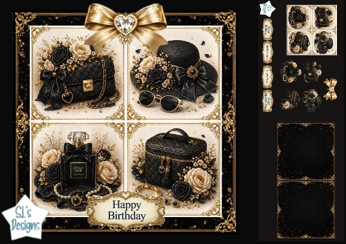Luxury Black & Gold Topper Set – Elegant Fashion Panels & Glam Birthday