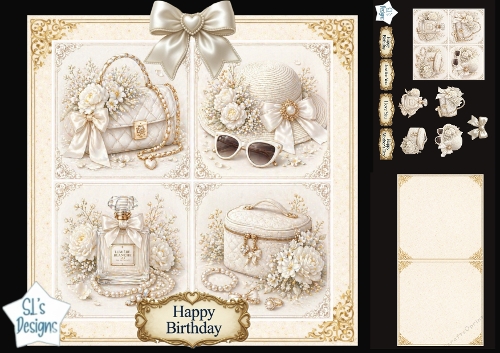 Elegant Cream & Gold Fashion Topper Set – Luxury Panels for Birthday & Mothers Day
