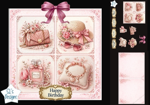 Pink Fashion Topper Set – Elegant Pastel Panels for Birthday & Mothers Day