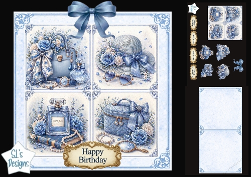 Blue Fashion Topper Set – Elegant Pastel Panels for Birthday & Mothers Day