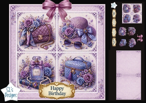 Purple Fashion Topper Set – Elegant Mauve Panels for Birthday & Lovely Day Cards