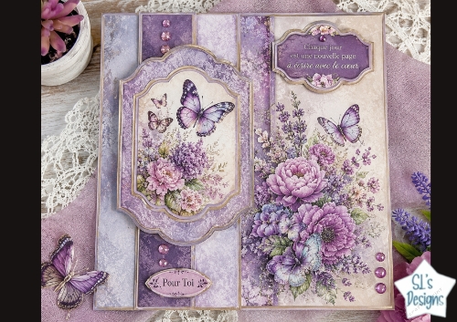 Purple Floral Elegance Topper – Butterfly & Peony Card Front