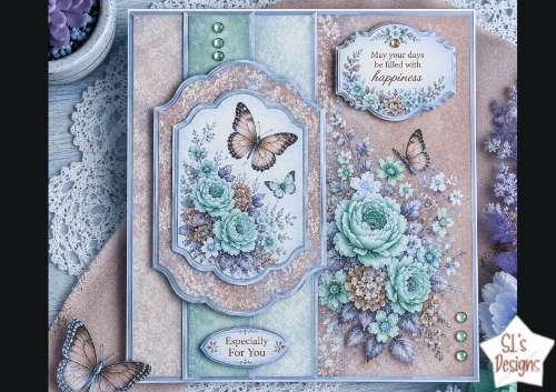 Teal & Lavender Harmony Topper – Butterfly & Floral Happiness Card Front