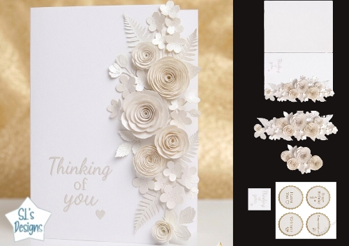 Cream Paper‑Flower Card Front – Elegant Thinking of You Topper
