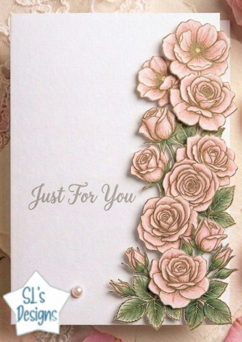 Pink Rose Elegance Card Front – Delicate Just For You Topper