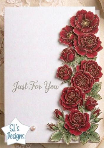 Red Rose Luxury Card Front – Elegant Just For You Topper