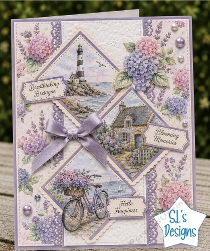 Coastal Bretagne & Hydrangea Diamond Panel Card Front