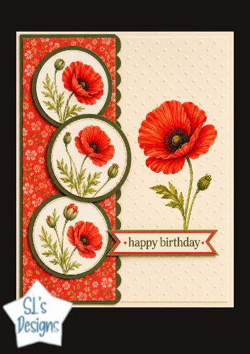 Red Poppy Birthday Card Front – Elegant Floral Happy Birthday Topper