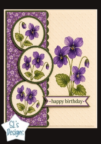 Purple Violet Birthday Card Front – Elegant Floral Happy Birthday Topper