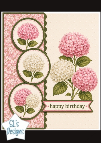 Pink Hydrangea Birthday Card Front – Elegant Floral Happy Birthday Topper