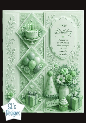 Mint Birthday Cake & Diamond Panels – Elegant Celebrate Your Special Day Card Front