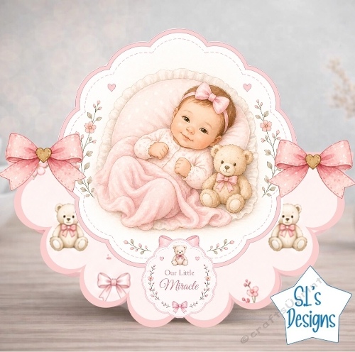 Baby Girl Pink Blanket Our Little Miracle Card Front