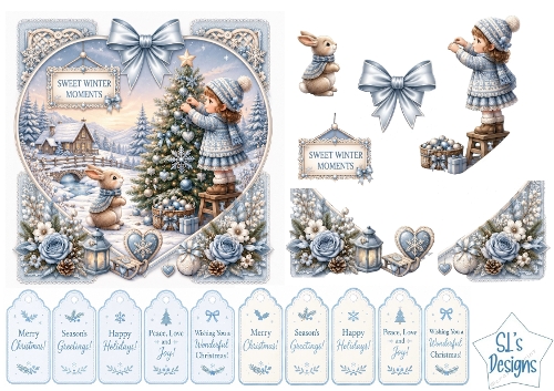 Sweet Winter Moments Child & Bunny Christmas Card Front