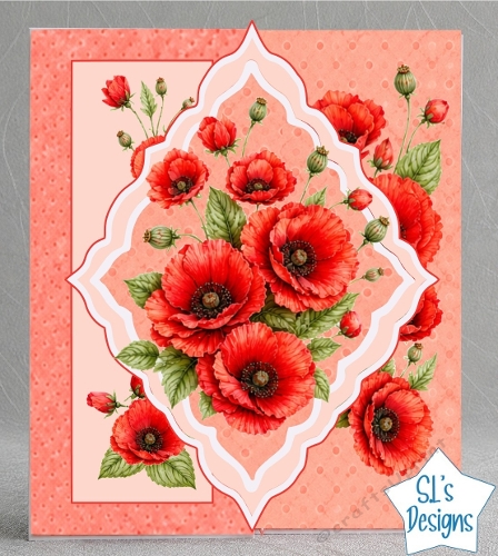 Red Poppies Botanical Layered Floral Card Front