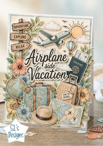 Airplane‑Side Vacation – Travel Adventure Card Topper
