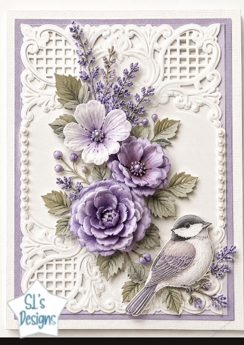 Lavender Floral & Little Bird Card Topper