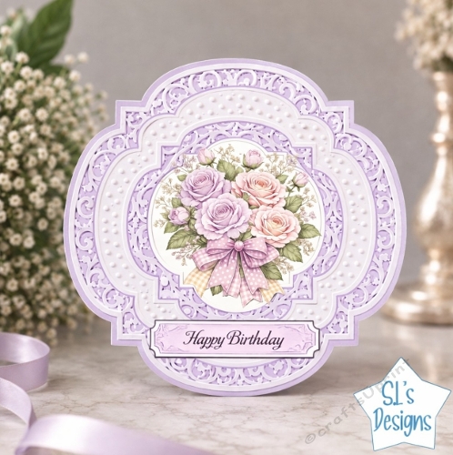 Elegant Lavender Rose Bouquet Birthday Card Front