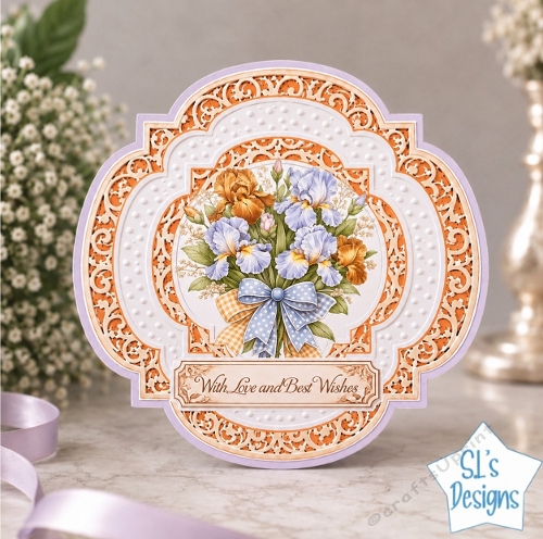 Elegant Orange & Purple Floral With Love Card Front