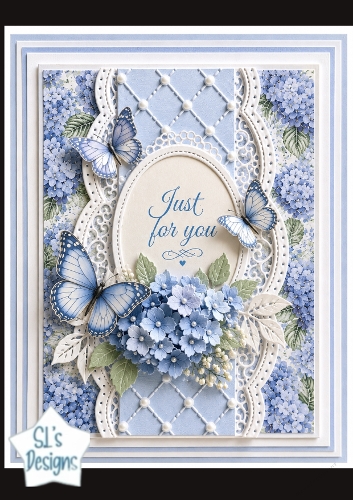 Elegant Blue Hydrangea Just for You Card Topper