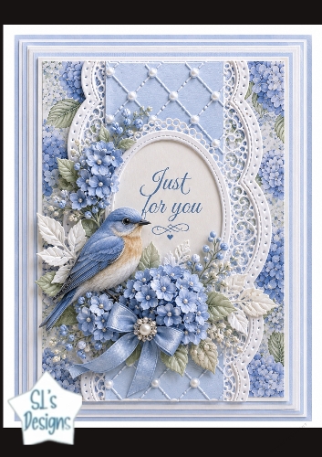 Bluebird & Hydrangea Just for You Floral Card Topper