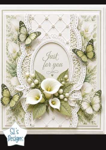 Calla Lily & Butterfly Just for You Elegant Card Topper
