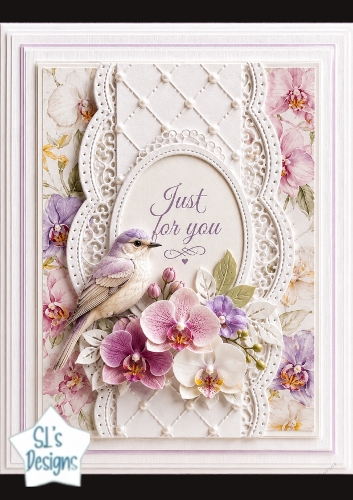 Orchid & Lavender Bird Just for You Card Topper