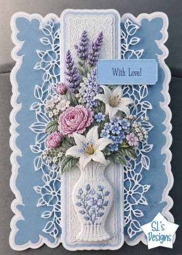 Elegant Blue & White Floral Vase With Love Card Front