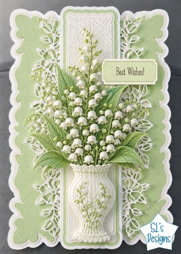 Elegant Green & White Lily‑of‑the‑Valley Best Wishes Card Front