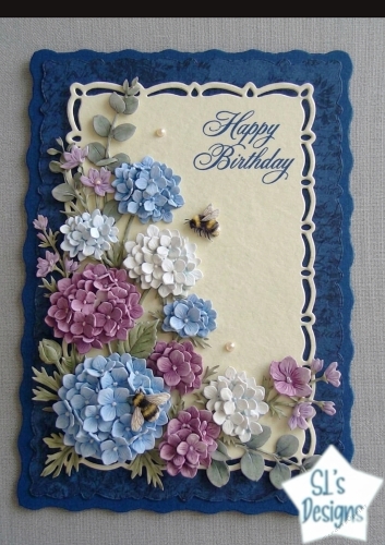 Elegant Blue & Purple Floral Happy Birthday Card Topper
