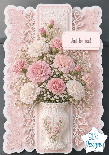 Elegant Pink Carnation Floral Vase Just for You Card Front