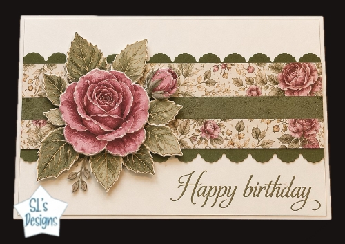 Elegant Pink Rose 3D Birthday Card Topper
