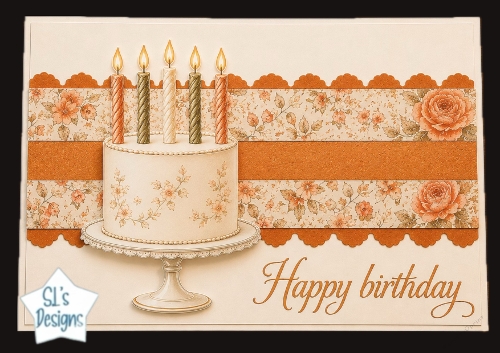 Floral Birthday Cake Card Topper in Warm Tones