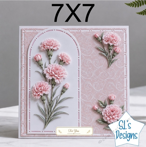 Elegant 7x7 Pink Carnation Card Front – For You Floral Design