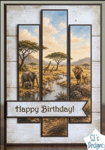 African Wildlife Birthday Card Topper