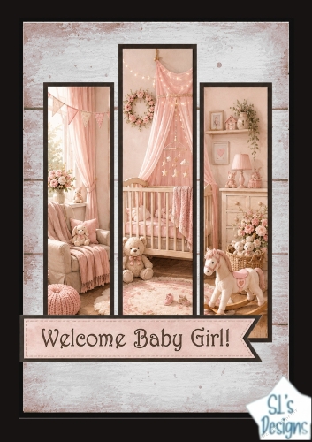 Welcome Baby Girl Nursery Card Topper