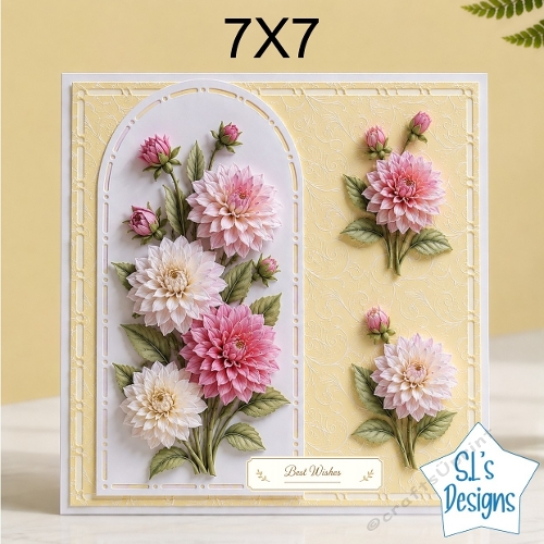 Elegant 7x7 Pink & White Floral Card Front – Best Wishes Design