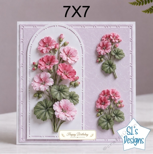 Elegant 7x7 Pink Floral Birthday Card Front – Soft Flower Design