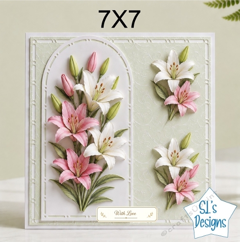 cup1448790_135813 - Elegant 7x7 Pink & White Lily Card Front – With Love Floral Design