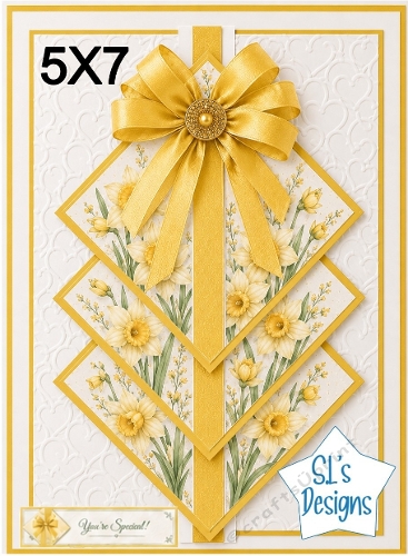 Elegant 5x7 Yellow Daffodil Diamond Panel Card Front – Youre Special