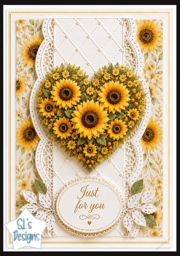 Sunflower Heart Topper – Bright Yellow Embossed Card Front