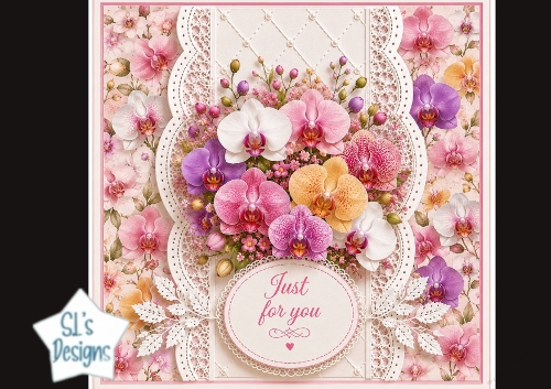 Orchid Lace Just for You Floral Card Topper