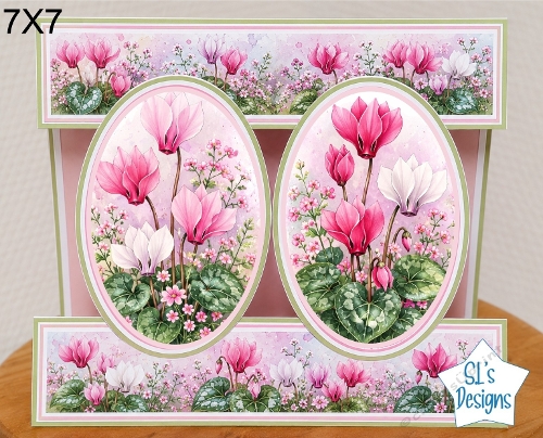 Elegant 7x7 Cyclamen Floral Card Topper for Handmade Crafts