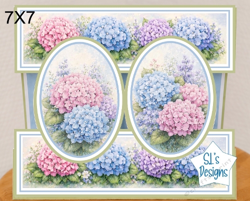 Elegant 7x7 Hydrangea Floral Card Topper for Handmade Crafts