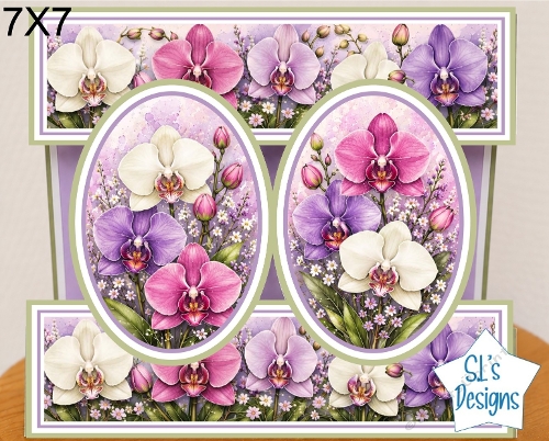 Elegant 7x7 Orchid Floral Card Topper for Handmade Crafts