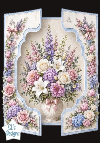 Elegant Vintage Floral Vase Topper in Soft Pastels