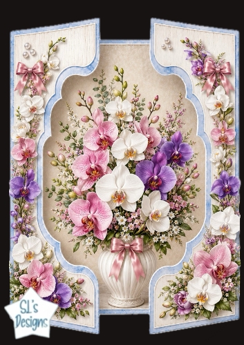 Elegant Orchid Floral Vase Topper in Soft Pastels