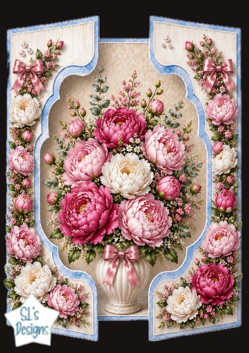 Elegant Pink & White Peony Floral Vase Topper