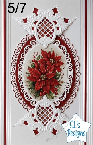 Elegant Poinsettia Christmas Floral Oval Topper 5x7 for Crafts